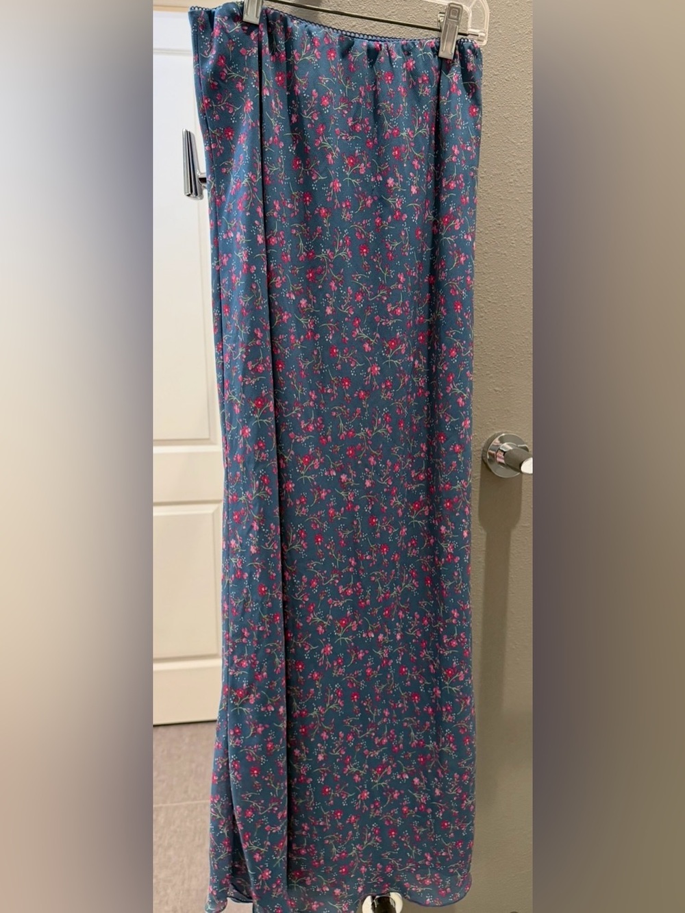 wild fable Teal Maxi Skirt with Pink Floral Print